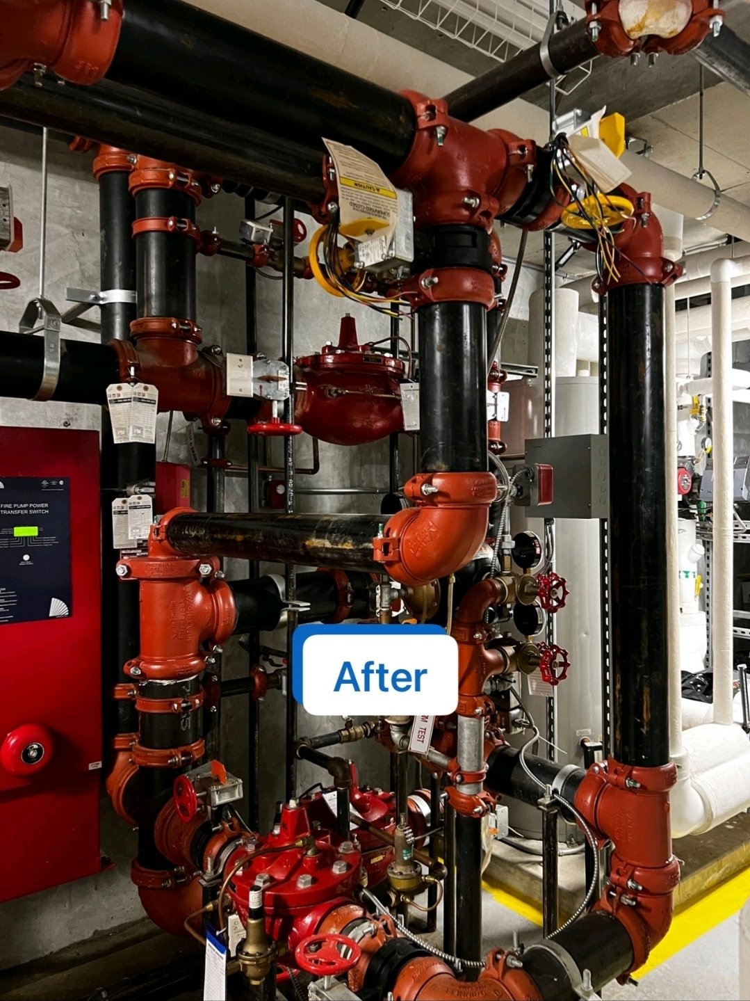 Fire sprinkler PRV system after NFPA 25 compliance upgrade