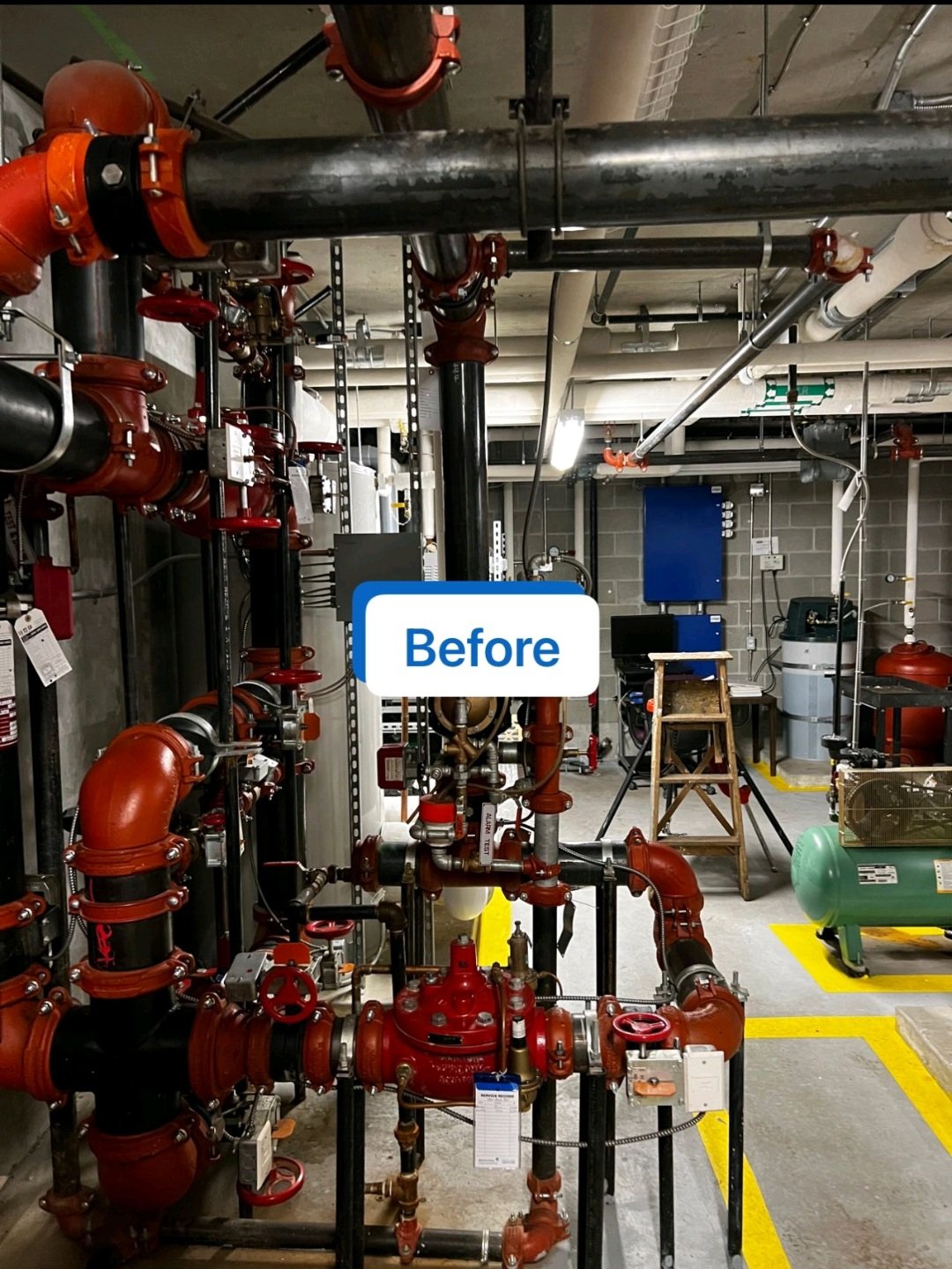 Fire sprinkler PRV system before NFPA 25 compliance upgrade