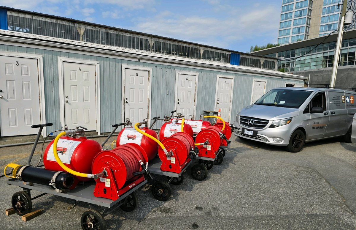 Fire protection technician performing on-site inspection